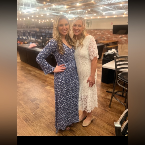 Lulus Long Sleeve Maxi Dress with Double Slit and Flared Sleeves - Picture 2 of 6